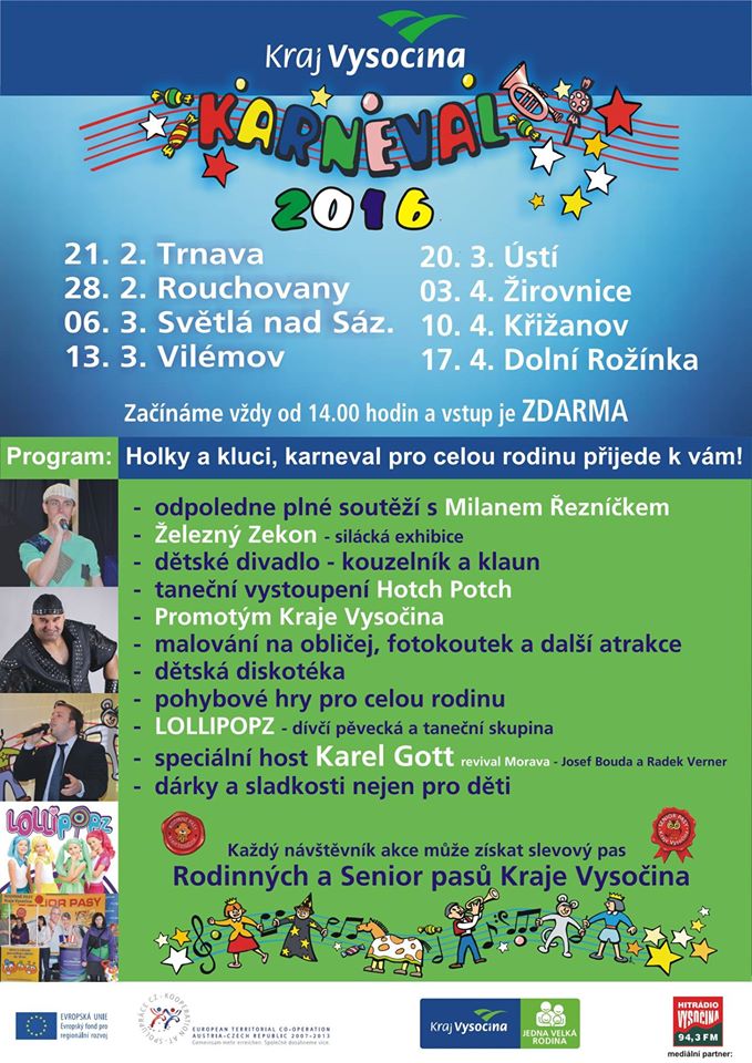Rodinné karnevaly Kraje Vysočina