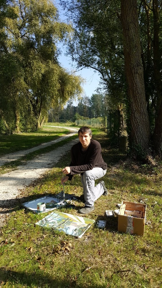 Jaroslav Grodl při práci venku