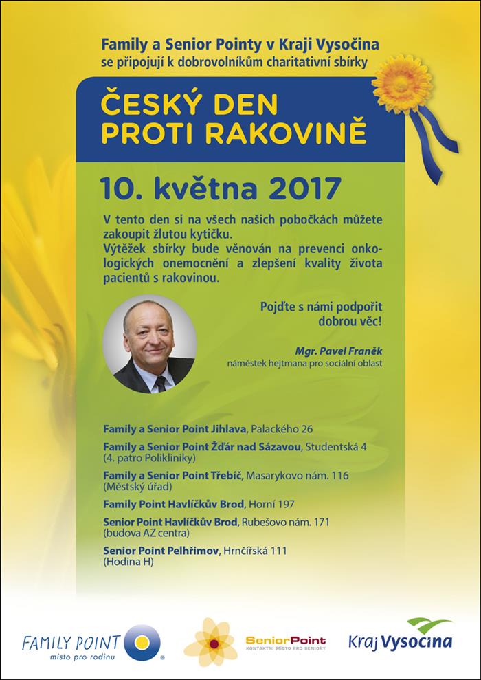 Family a Senior Pointy Kraje Vysočina vyráží do boje proti rakovině