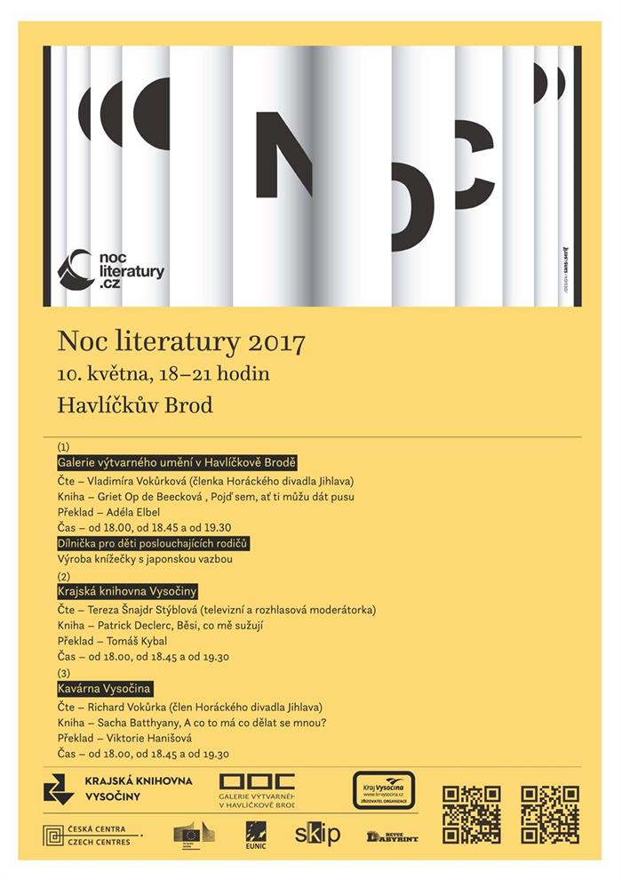 Přijďte zažít Noc literatury v Kraji Vysočina