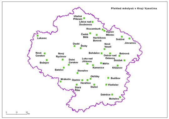 Přehled městysů v Kraji Vysočina