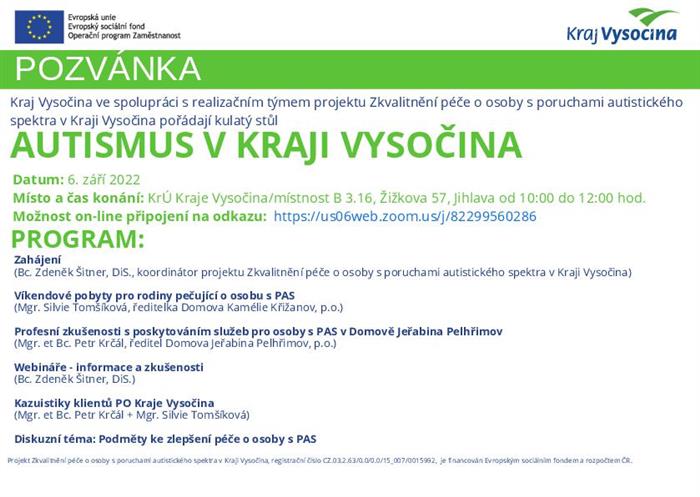 pozvánka autismus